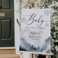 Blue Snowflakes Winter Baby Shower Welcome Sign