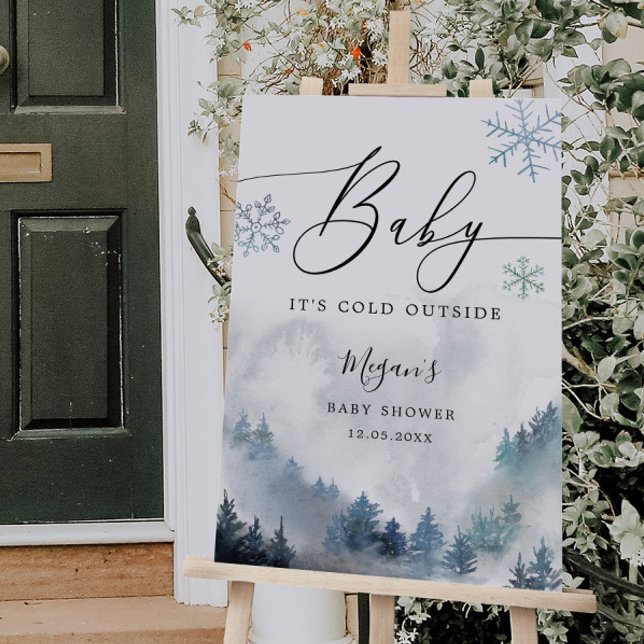 Blue Snowflakes Winter Baby Shower Welcome Sign (Creator Uploaded)