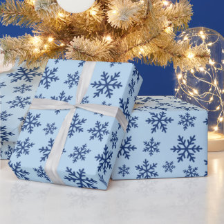 Blue Snowflakes Winter Birthday Present Seamless Wrapping Paper
