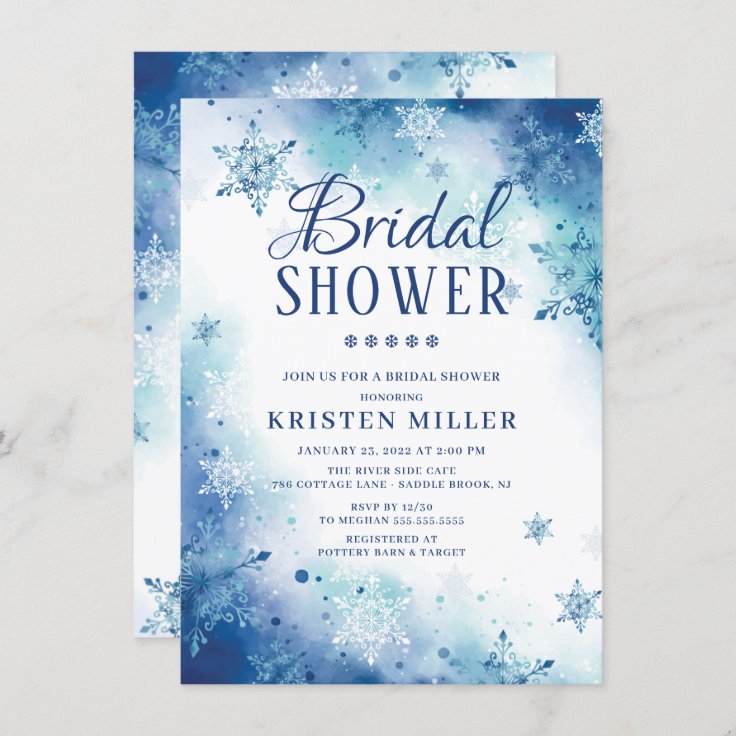 Blue Snowflakes Winter Bridal Shower Invitation Zazzle