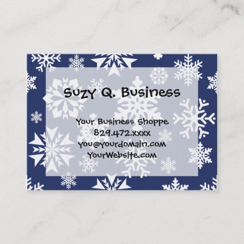 Blue Snowflakes Winter Christmas Holiday Pattern Business Card