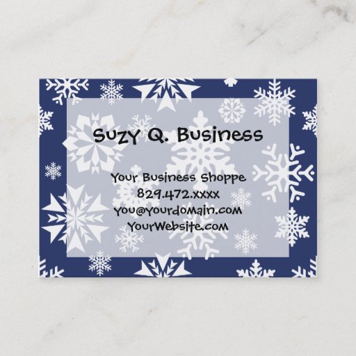 Customizable Blue Snowflakes Winter Christmas Holiday Pattern Business Card