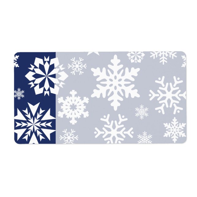 Blue Snowflakes Winter Christmas Holiday Pattern Label (Front)