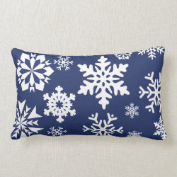 Blue Snowflakes Winter Christmas Holiday Pattern Lumbar Pillow