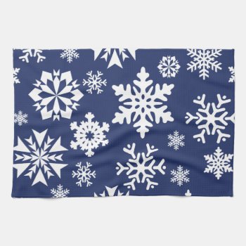 Blue Snowflakes Winter Christmas Holiday Pattern Towel by UniqueChristmasGifts at Zazzle