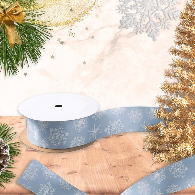 Blue Snowflakes Winter Holidays Christmas Satin Ribbon (Creator Uploaded)