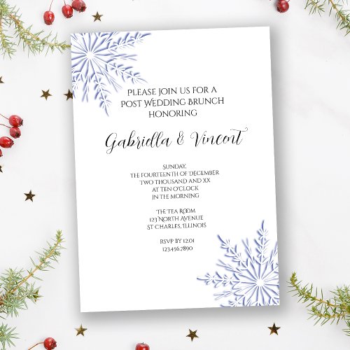 Blue Snowflakes Post Wedding Brunch Invitation
