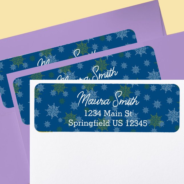Blue snowflakes winter return address label (Creator Uploaded)