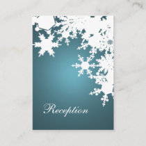 blue snowflakes winter wedding reception cards