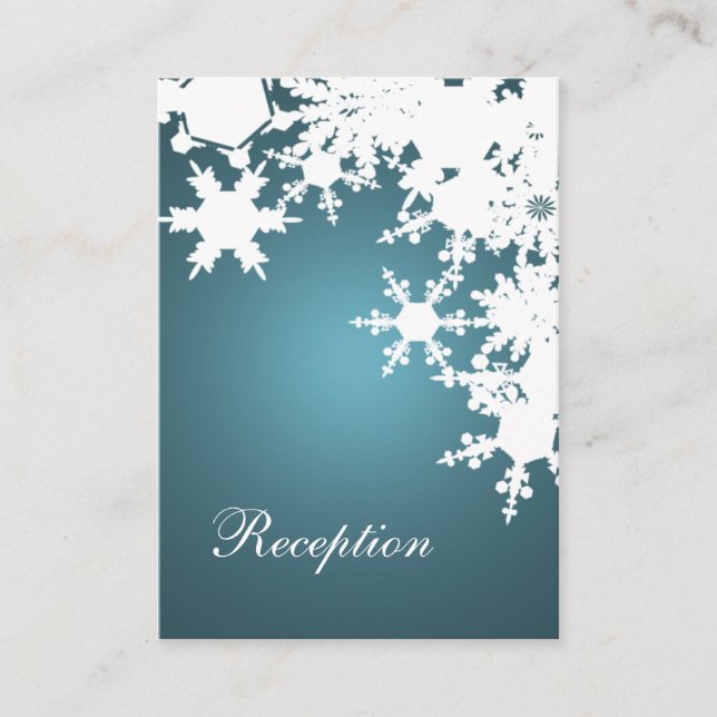 blue snowflakes winter wedding reception cards (Front)