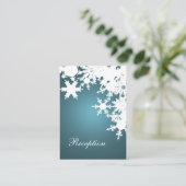 blue snowflakes winter wedding reception cards (Standing Front)