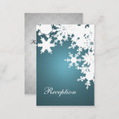 blue snowflakes winter wedding reception cards (Front/Back)