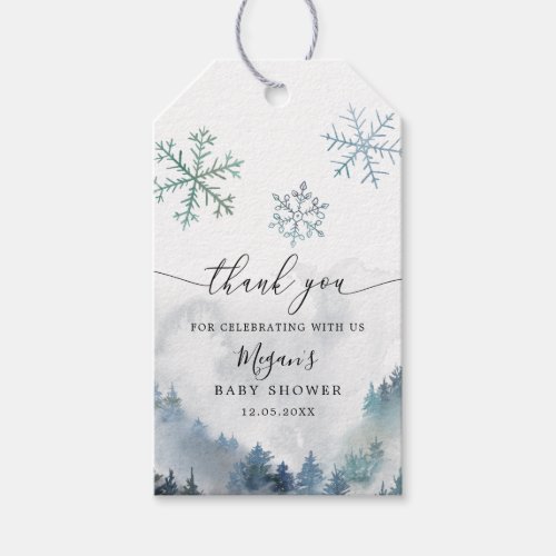 Blue Snowflakes Winter Wonderland Baby Shower Gift Tags