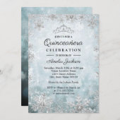 Blue Snowflakes Winter Wonderland Quinceanera Invitation (Front/Back)