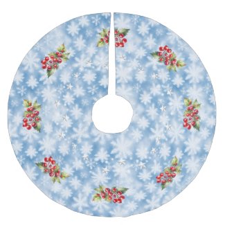 Blue Snowflakes with Red Berries & Stars Christmas