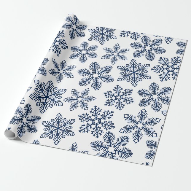 Blue snowflakes wrapping paper (Unrolled)