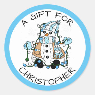 Blue Snowman A Gift For Christmas Gift Tag
