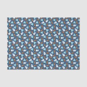 Blue Snowman and Blue Christmas Tree Tissue Paper