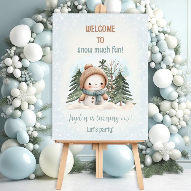 Blue Snowman Boy Winter 1st Birthday Welcome Foam Board (Blue Snowman Boy Winter 1st Birthday Welcome Foam Board)
