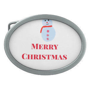 Blue snowman Christmas merry Christmas add name te Belt Buckle