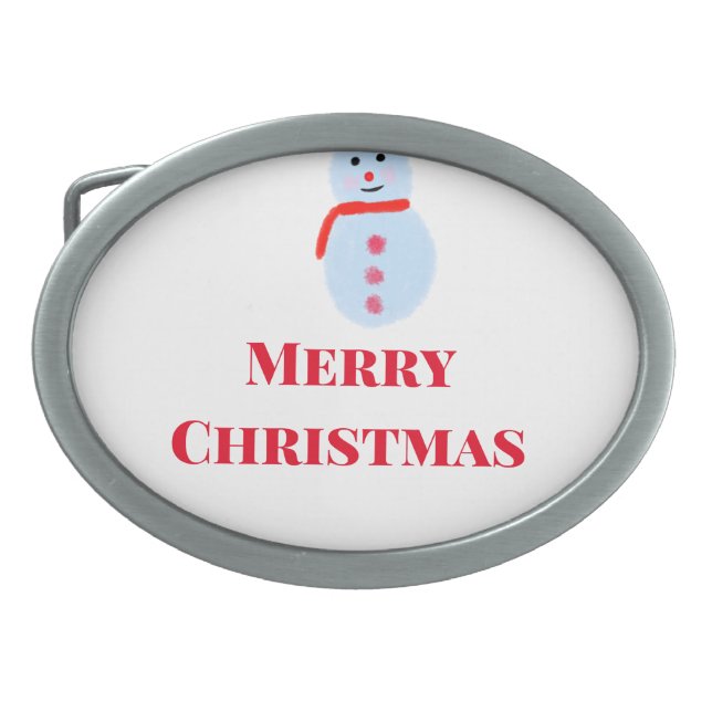 Blue snowman Christmas merry Christmas add name te Belt Buckle (Front)