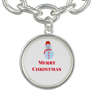 Blue snowman Christmas merry Christmas add name te Bracelet