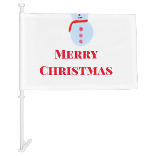 Blue snowman Christmas merry Christmas add name te Car Flag