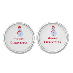 Blue snowman Christmas merry Christmas add name te Cufflinks