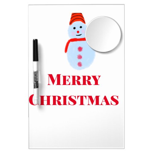 Blue snowman Christmas merry Christmas add name te Dry Erase Board With Mirror