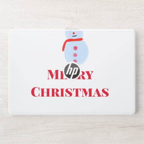 Blue snowman Christmas merry Christmas add name te HP Laptop Skin