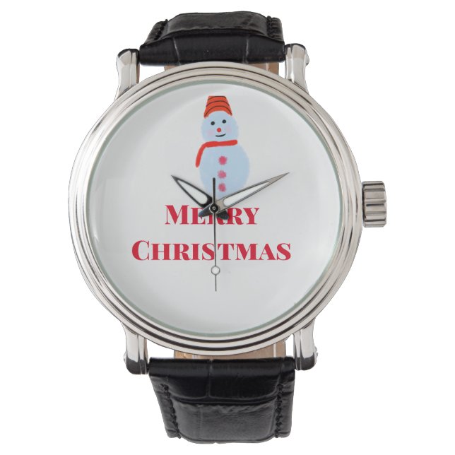 Blue snowman Christmas merry Christmas add name te Watch (Front)