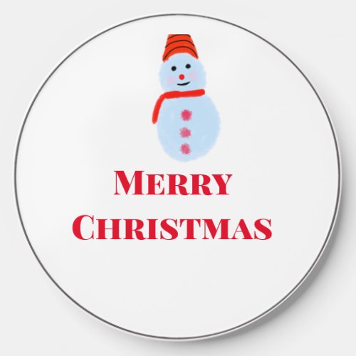 Blue snowman Christmas merry Christmas add name te Wireless Charger