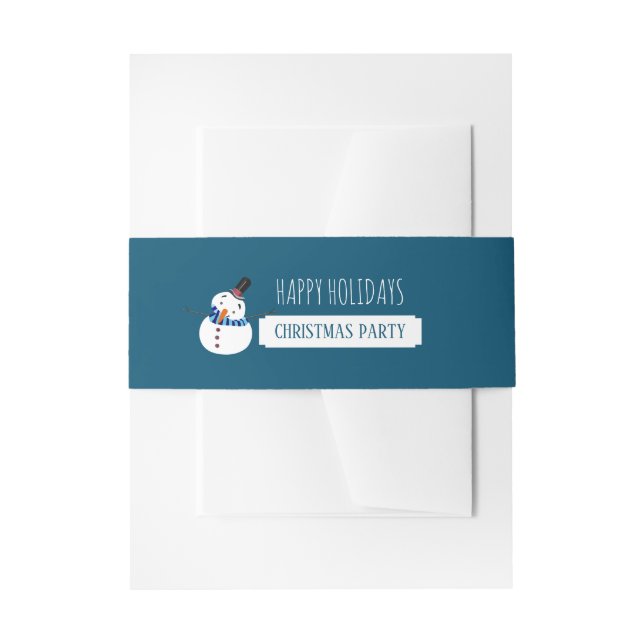 Blue Snowman, Christmas Party Invitation Belly Band (Front Example)