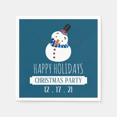 Blue Snowman Christmas Party Napkins