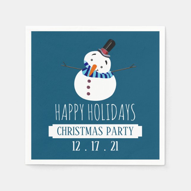 Blue Snowman, Christmas Party Napkins (Front)