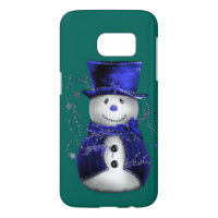 Blue Snowman Christmas Samsung Galaxy S7 Case