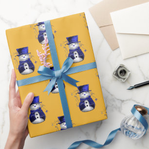 Blue Snowman Christmas Wrapping Paper