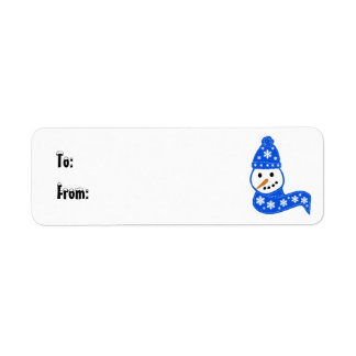 Blue Snowman Gift Tag Label