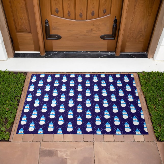 Blue Snowman in Flurry Doormat (Outdoor)