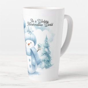 Blue Snowman Marshmallow World Latte Mug