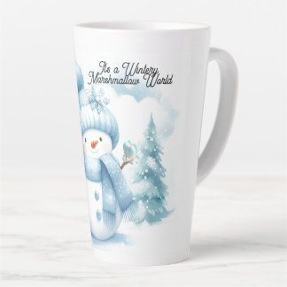 Blue Snowman Marshmallow World Latte Mug