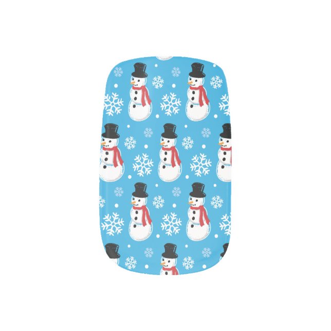 Blue Snowman Minx Nail Wraps (Right Thumb)