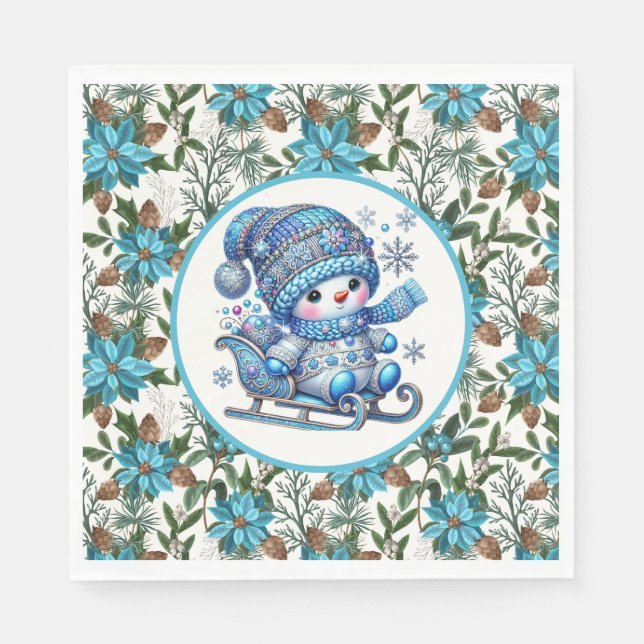 Blue Snowman Napkins (Front)