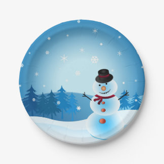 Blue Snowman Paper Plates