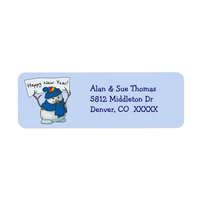 Blue Snowman Return Address Label (Front)