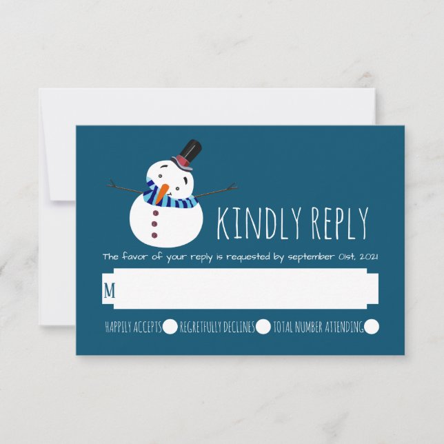 Blue Snowman RSVP Card (Front)