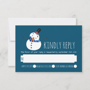 Blue Snowman RSVP Card
