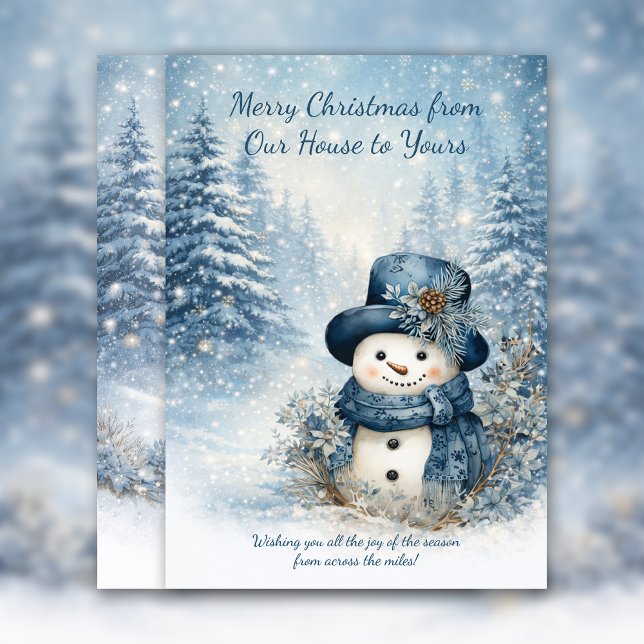 Blue Snowman Trees From Our House to Yours | Invitation (Creator Uploaded)