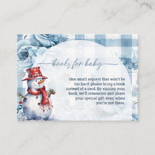 Blue snowman Winter Baby shower Books for Baby Enclosure Card