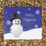 Blue Snowman Winter Scene Christmas Fleece Blanket<br><div class="desc">Keep warm on chilly holiday evenings with this whimsical Blue Snowman Winter Scenery Christmas Fleece Blanket. Blanket design features a happy snowman in a snowy wintry scene against a royal blue background adorned with matching color snowflakes. Additional gift and holiday items available with this design as well.</div>